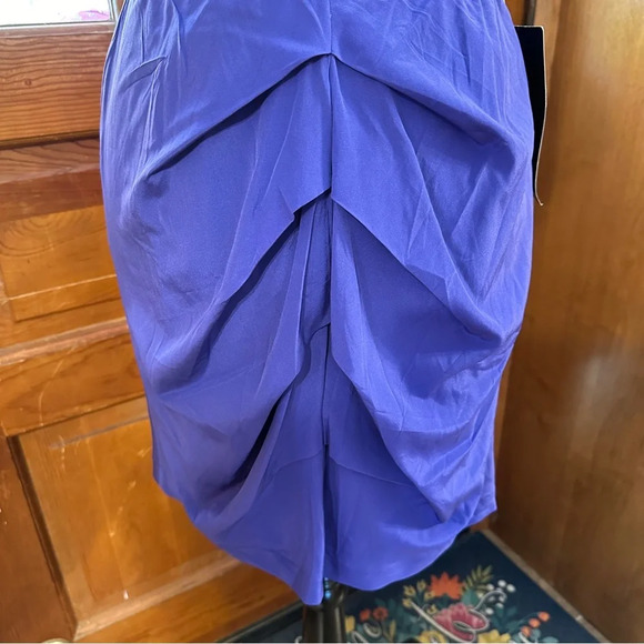 NWT Bebe Zipper Dress Royal Blue Knee Length Ruched Size Medium - Picture 5 of 9